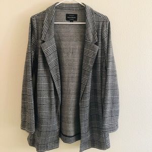Haute Monde Open-Front Plaid Blazer